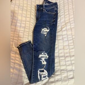 American Eagle Outfitters Ripped Dark Blue Skinny Jeans